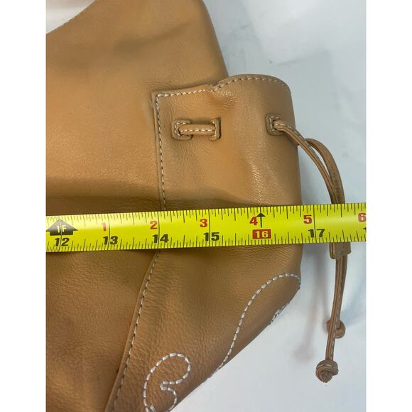 Cole Haan Tan Shoulder Bag Side Pockets Embroidered - Picture 6 of 10